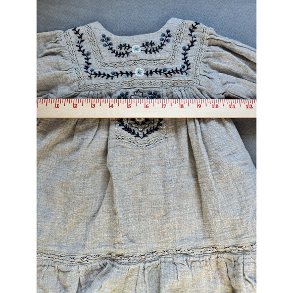 Zara Girls Sz 4-5 Embroidered Peasant Boho Prairie Dress Soft Puff Sleeve Flowy - Picture 4 of 10